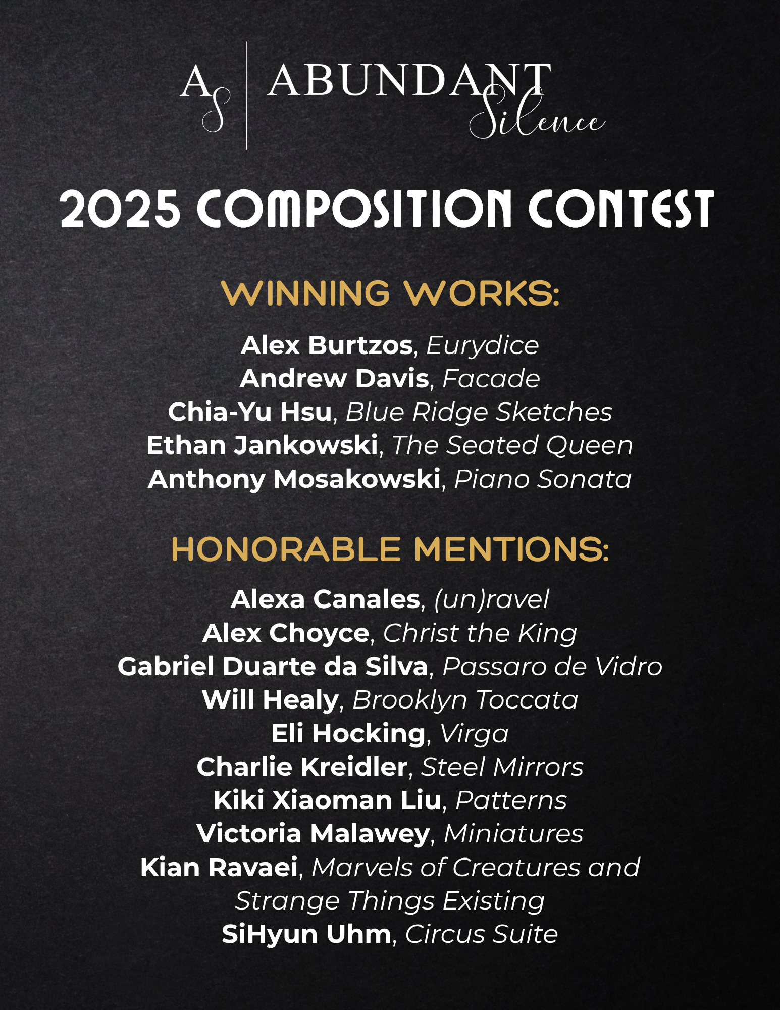2025 Composition Contest Winning Works